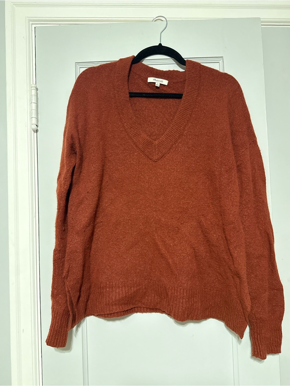 Madewell Rust Orange V-Neck Sweater